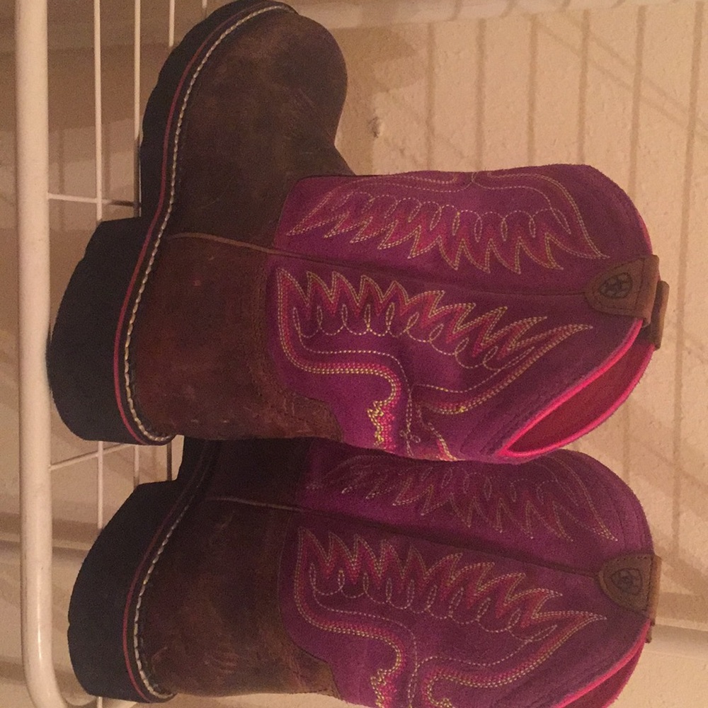 Purple and pink boots